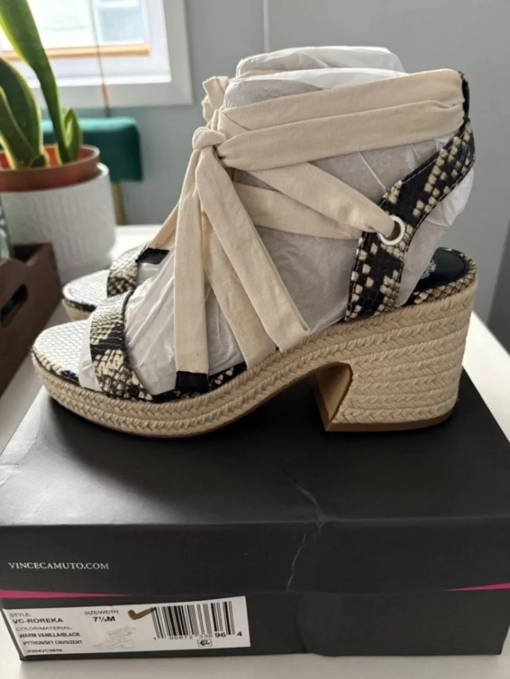 Vince Camuto Roreka Wraparound Tie Espadrille Sandal Size 7.5
